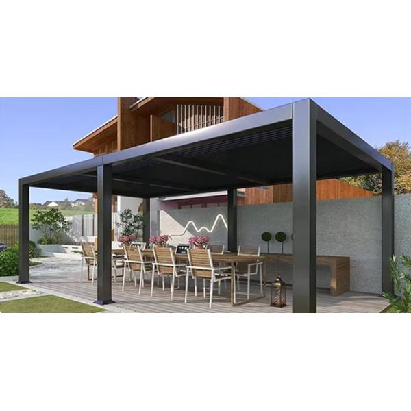 Motorized Pergola Roof  Electric Aluminum Louvered Pergola Waterproof Garden