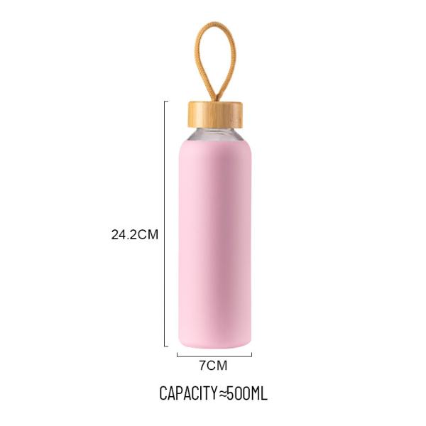 Venta al por mayor de botellas de agua de vidrio hermético de 18 onzas con FDA-certificado BPA-libre de descuentos de volumen + grabado con láser