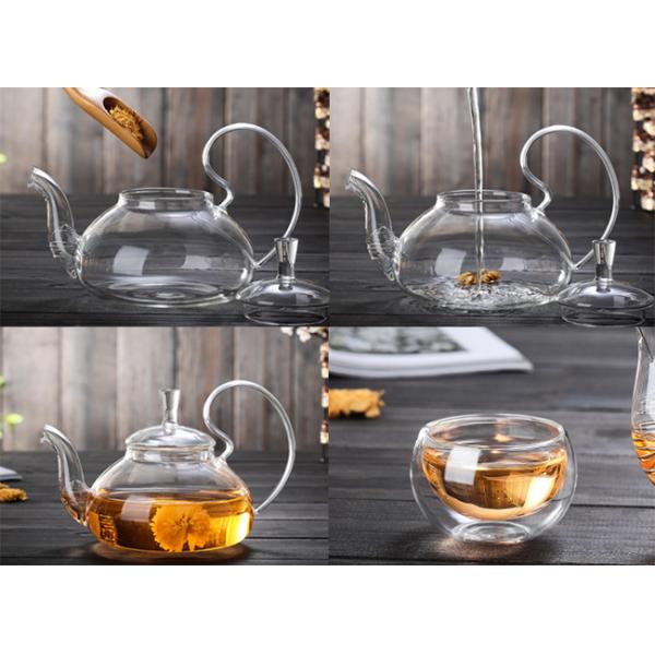 Small Loose Leaf Clear Glass Teapot With Glass Strainer / Lid Eco Friendly