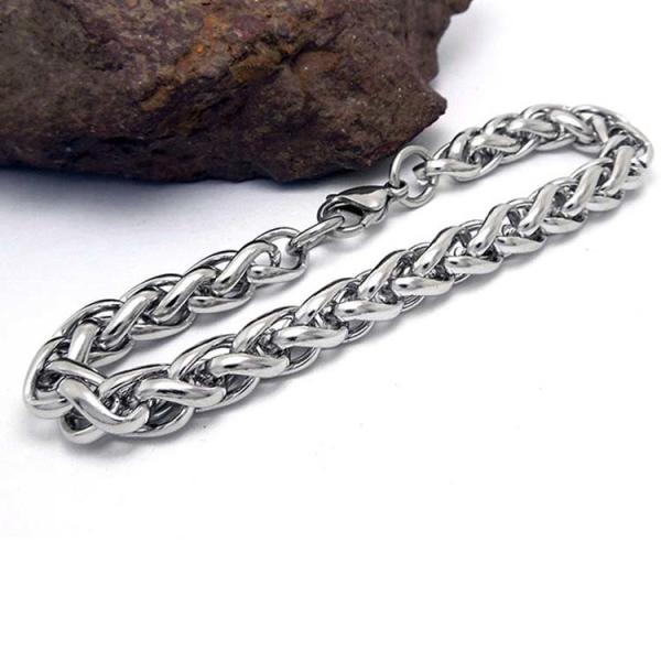 Silver Plated Titanium Stainless Steel Wheat Chain Bracelet (JCE394)