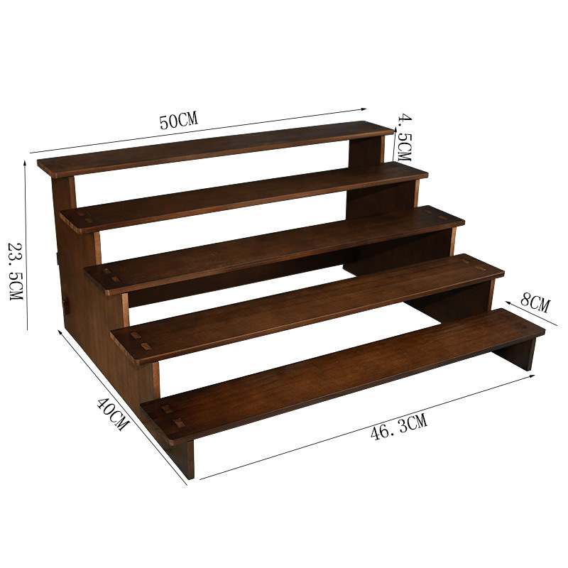 Solid Wood 5-Tier Ladder Stand with String Storage for Hairpin Bracelet Earrings for Jewelry Display Rack
