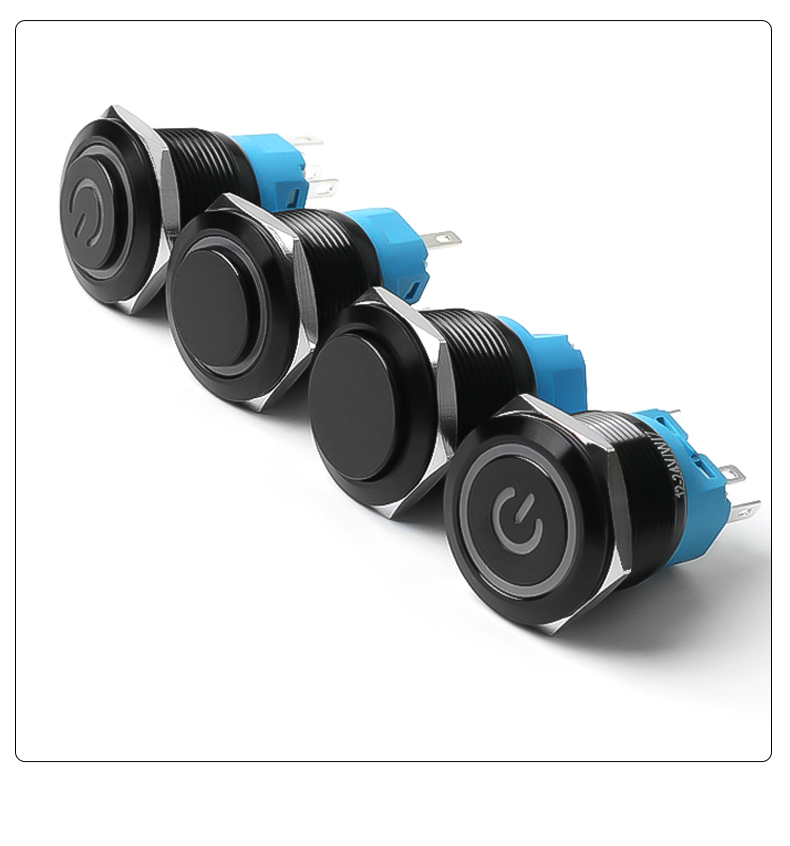 22mm Oxidized Black Metal Push Button Switch Waterproof Power Button LED Light  Button Switch 3v 6v 12v 24v 220v