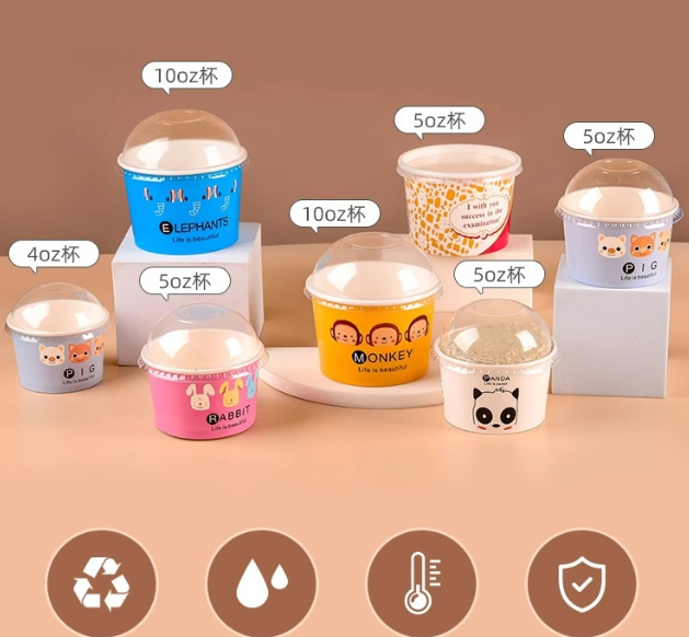 Multi-purpose Paper Bowls for Yogurt Salad Snow Cone Takeaway Dessert Cups
