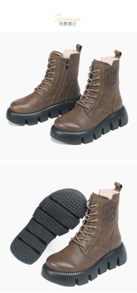 HZM039 Leather Hint Boots Female Ultra-Light Bottom Layer Leather Martin Boots Warm Mary Tube Boots Children Retrostic I