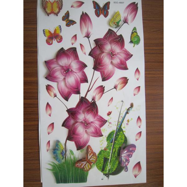 Vinyl / Paper 2902 Eco-friendly Removable Flower 3d Wall Decoration Stickers Used for Wall Tile