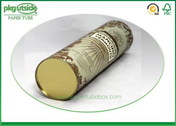 Metal Cap Wine Gift Tube Round Paper Mailing Postal Tubes Eco - Friendly