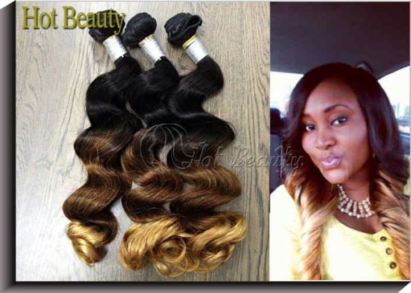 Color 1b# 4# 27# Grade 6A Virgin Hair Peruvian Human Hair Natural Wave 3 Tone 12 - 28 inch
