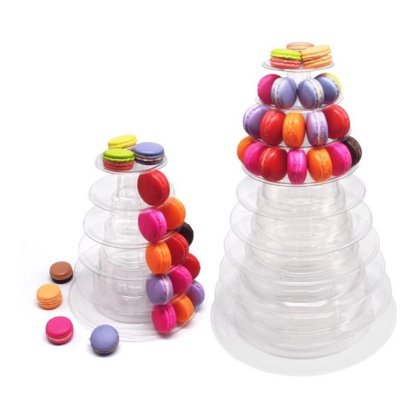 Macarons jetables personnalisés, plateau intérieur, tour de macarons à vide transparent.