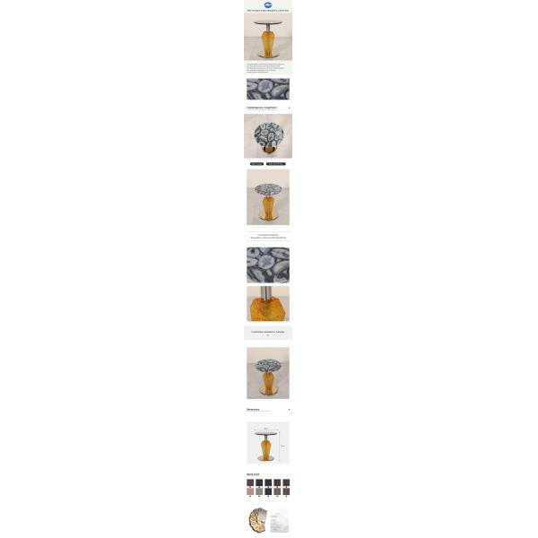 Agate Top Shiny Finish Stainless Steel Round End Table Gold Metal Base Glass Pillar