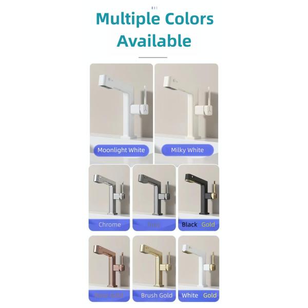 Three Modes Adjustable Flow Pull Out Basin Faucet Modern Bathroom Sink Faucet