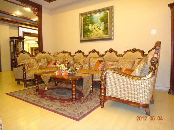 Neoclassical Living Room Velvet Corner Sofas 9 Seater U Shaped Sofa 45kg/Cbm Sponge