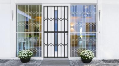 Grey Tempered Glass Aluminium Sliding Security Doors 1.6mm Customized Shape