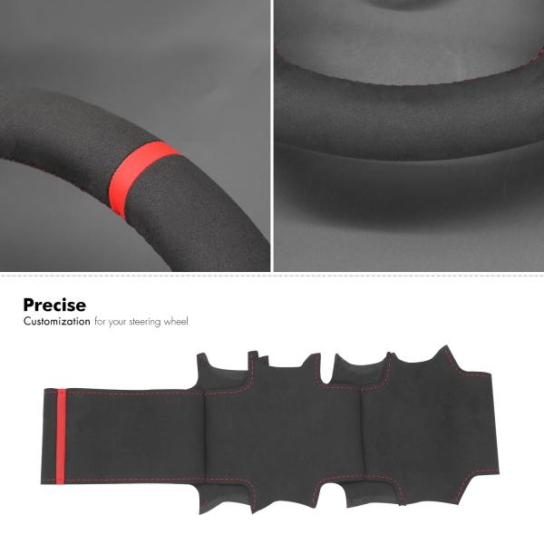 High Quality Customized Hand Sewing Suede Steering Wheel Cover With Red Stripe for Land Rover Discovery 4 2010-2016