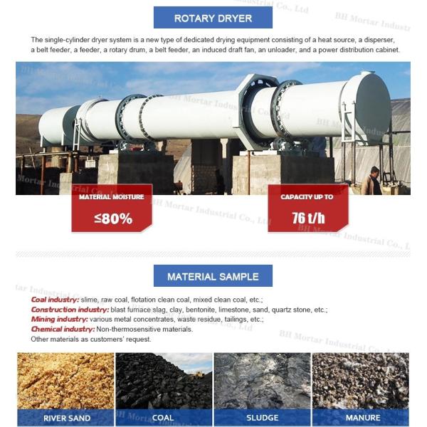 Powerful Industrial Sand Dryer Machine , Single Cylinder Roller Drum Dryer