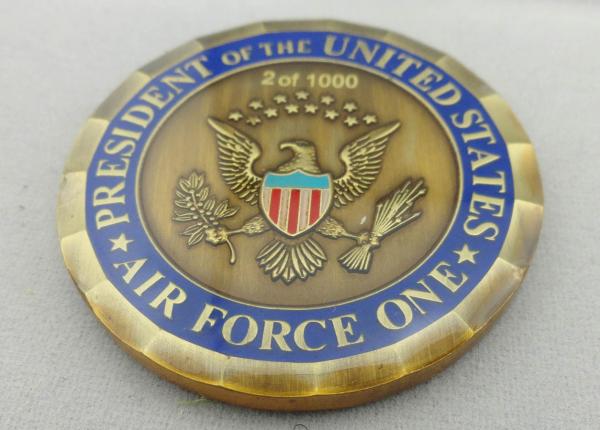 3D Metal Copper / Zinc Alloy / Pewter Personalized Air Force One Coin for Awards, with Laser Engraved