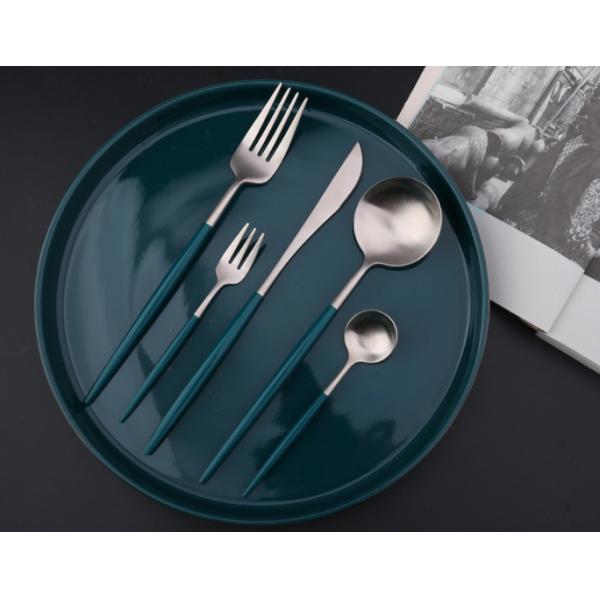 18/8 NEWTO Stainless Steel Cutlery Set Peacock Blue Color Wedding Flatware Set China Supplier