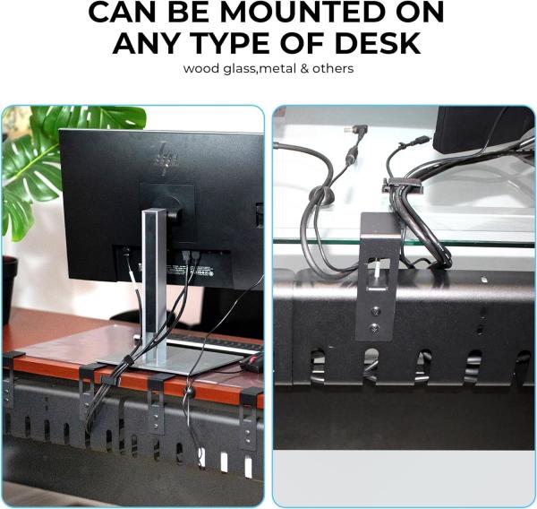 Under Desk No-Drill Cable Basket for Cable Management Metal Wire Tray 40cm 43cm 45cm 50cm