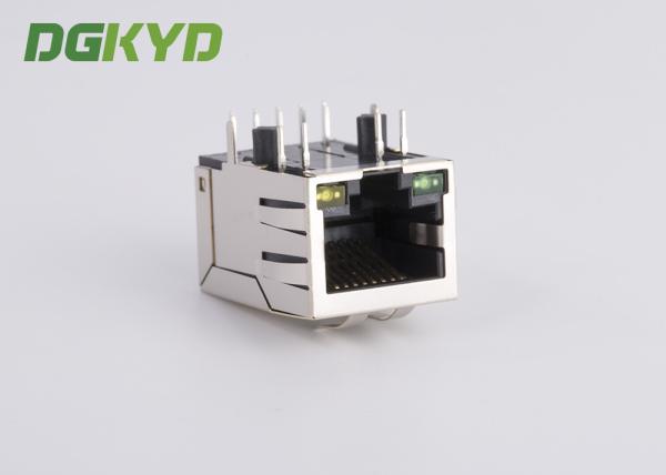 Connecteur du Simple-port RJ45 de noyau du gigabit 8, avec des étiquettes de bouclier, avec la LED Vert-jaune