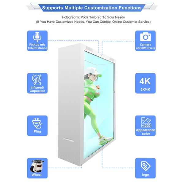 3d Hologram Transparent LCD Screen 98 Inch  Showcase Box Jewelry Museum Exhibition With Camera And Mic-TK