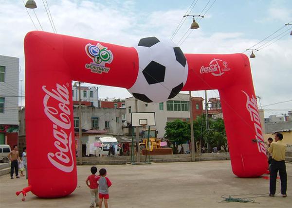 Football Red Custom Coca Cola Inflatable Entrance Arch , Inflatable Finish Arch With Full Printing