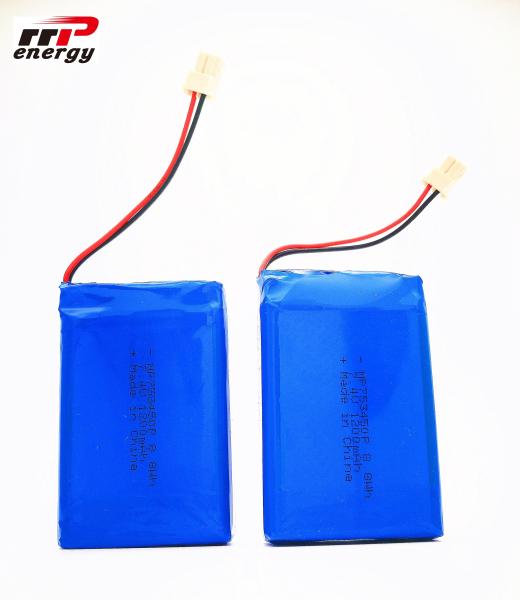 bloco da bateria de Lipo do poder superior de 753450P 8.8W 7.4V 1200mAh para a bomba de peito elétrica com UL, CB, certificaiton do KC