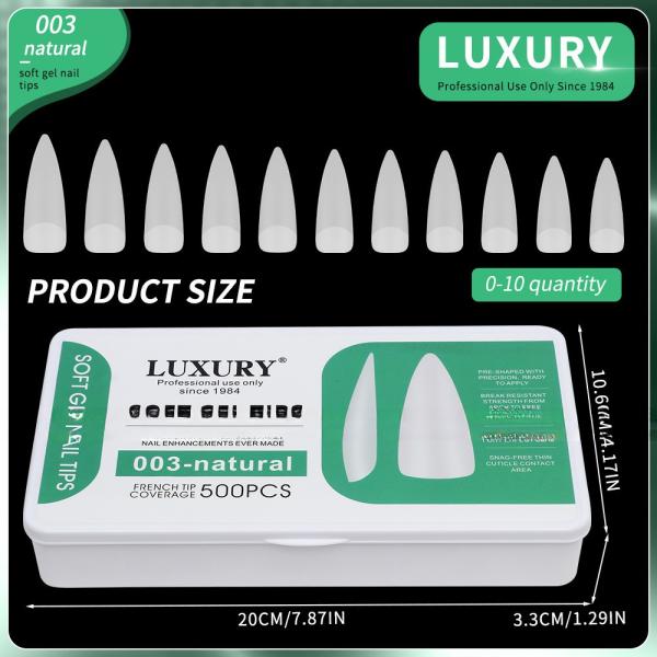Soft Gel Nail Tips 500PCS/Box Natural Acrylic Nails Press on Nails for Nail Art Design Manicure Tools