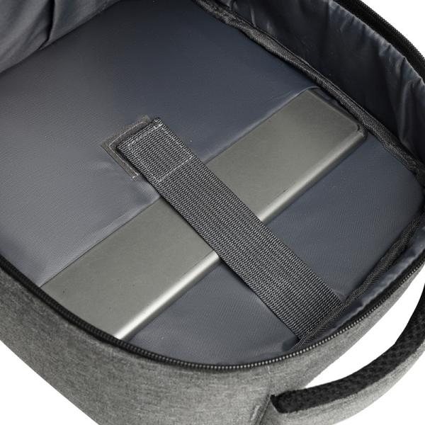 Grey Nylon Waterproof Laptop Backpack With Charger 1.37 ft BSCI