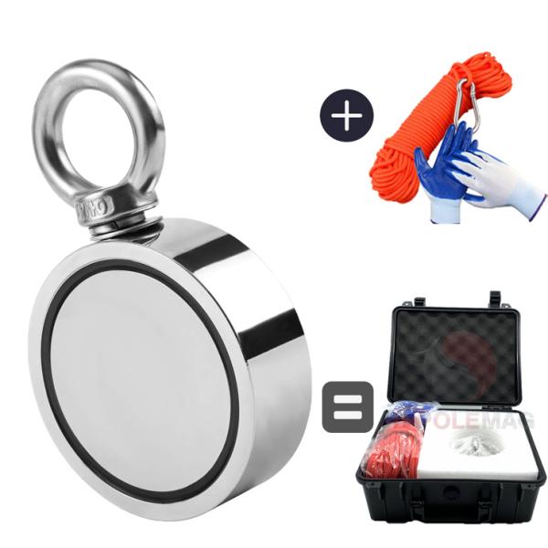 NiCuNi revêtu D75mm 880lbs Double côté de la pêche Magnet Bundle pour la chasse au lac de rivière