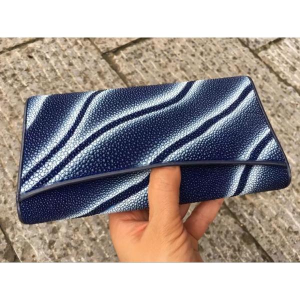 Authentic Stingray Skin Female Long Trifold Wallet Coin Case Genuine Leather Women Large Red Clutch Purse Lady Money Bag