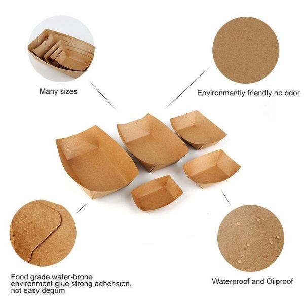 Plateaux en papier jetables en carton kraft pour aliments, barquette pour aliments rapides, matériel pour hot-dog, boîtes rigides pour sucreries, papier d'art 300g