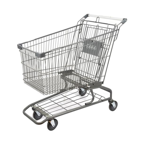 Claro - zinco do carrinho de compras do metal da grande capacidade 180L e revestimento americanos cinzentos do pó