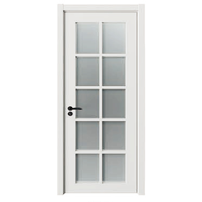 China Other Style Simple Waterproof Interior Solid Wooden Door Melamine Entrance Bathroom Wood WPC Doors with Glass With Smart Lock