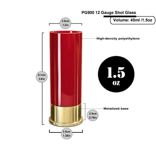 12 Gauge Shot Gun Shell Style Shot Glass Set Of 4 Plastic Shot Glasses
