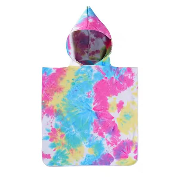 High Quality Custom Microfiber Poncho Towel Design Full Color Digital Printed Poncho Bath Towel Kids Hooded Beach Towel
