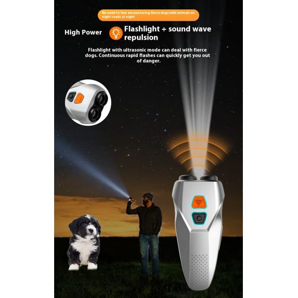 Rechargeable IP67 Waterproof Plastic Ultrasonic Dog Repeller LED Indicator Anti-Bark Control >20 Hours Battery Life Training