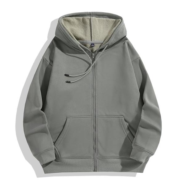 350g Cashmere Full Zipper Hooded Sweater Sports Casual Thickened Fitness Running