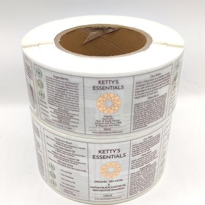 Clear BOPP Waterproof Cosmetic Labels Transparent Metallic Foil Stamping