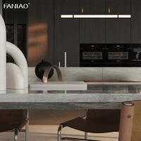 Diseños modernos Muebles personalizados de acero inoxidable gabinetes de cocina en forma de I madera de grano gabinete de pared isla de acero inoxidable