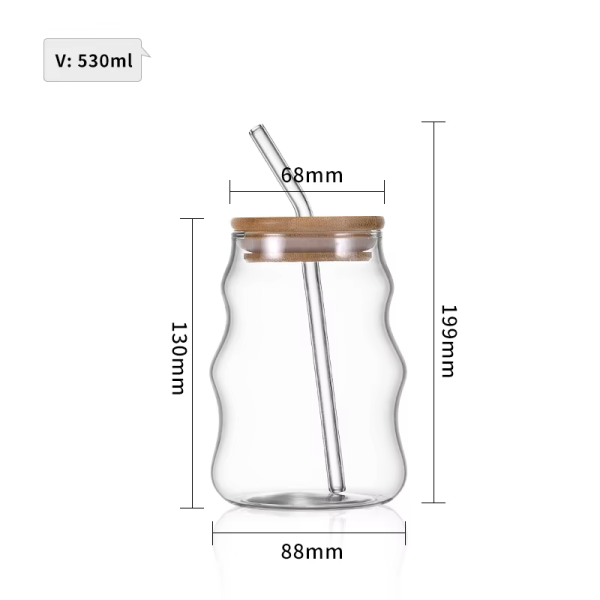 Ribbed Drinking Glass Iced Straw Tea Beer Boba Soda Can Tumbler Cup Waved Shape