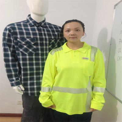 7oz olá! Vis Workwear amarelo franco fez malha a camisa da segurança HRC2
