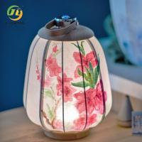 Retro estilo chinês Lanterna moderna Pendente Toque pintado à mão Luz noturna variável Linho de madeira