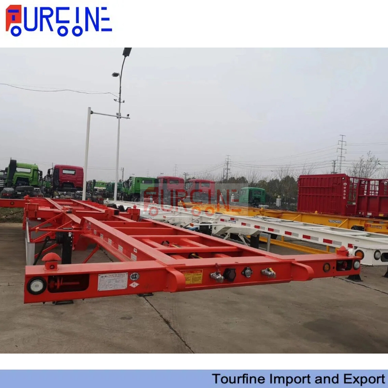 3 Axle Gooseneck Skeleton Container Semi Trailer For 40FT Container Shipping