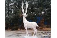 Animal Sculpture Outdoor Fiberglass Deer statue White Color