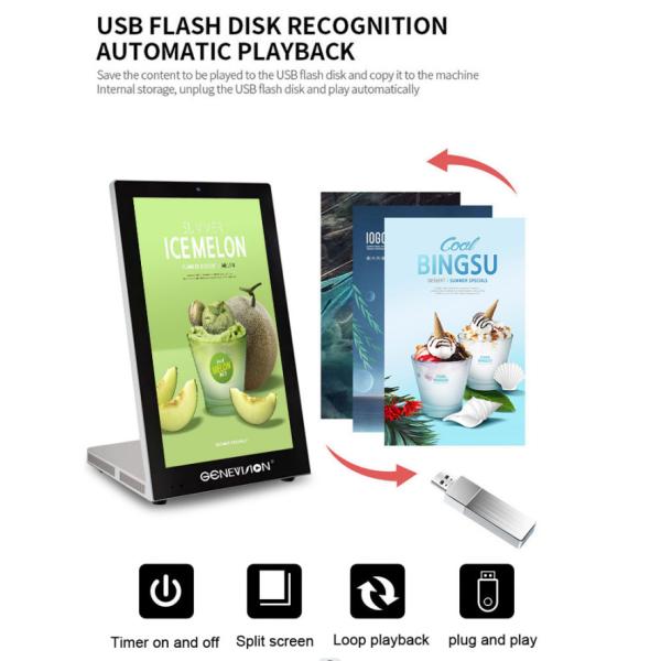 Супер тонкая стильная реклама настольного дисплея 15,6 дюймов для ресторана