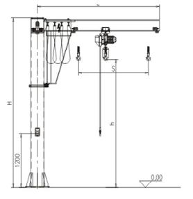 Custom Movable Mini Electric Jib Crane with 360° Rotation and Floor Mounted Design