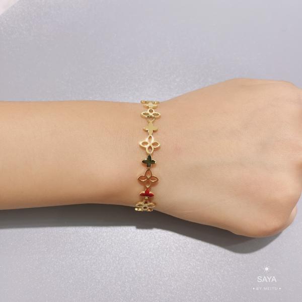 Ring Style Hollow Gold Flower Bracelet 304 316 316L Stainless Steel Adjustable Bangle