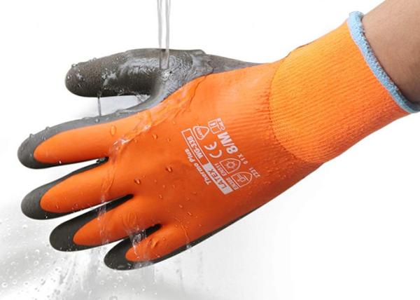 10 Gauge Industrial Latex Rubber Hand Gloves Warm Fleece Lined Anti Slip