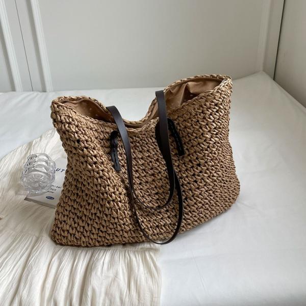 Crochet Raffia Tote Bag Kit Set For Beginners Beach Tote Bag For Women Beach Straw Handmade Bag Woven Rattan Bag For Women Raffia Yarn For Crocheting Raffia Paper Ribbons For Craft