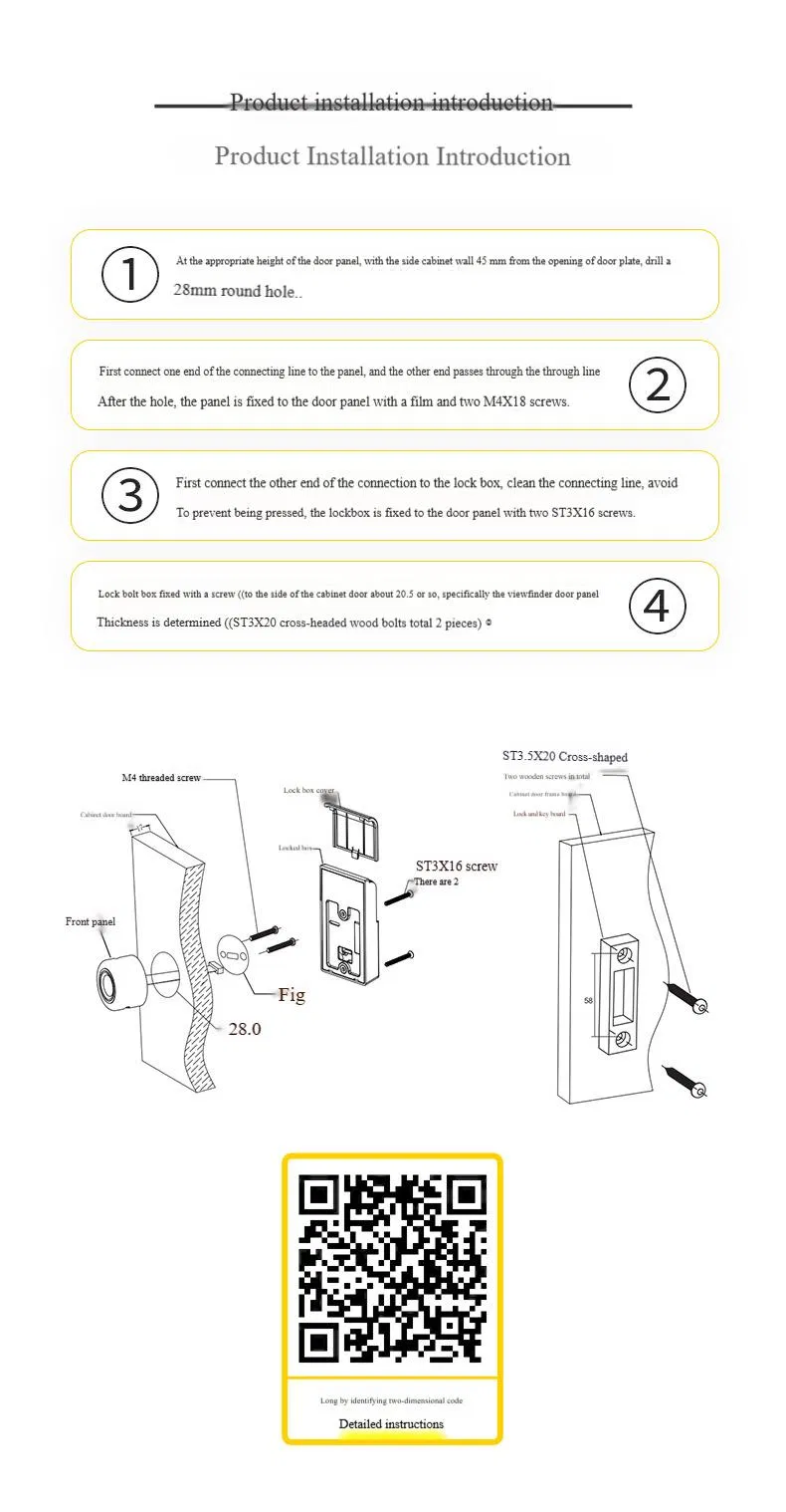 Fingerprint Smart Drawer Lock Double Cabinet Door Lock Free of Punching