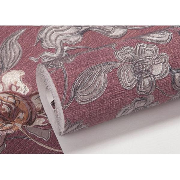 Waterproof Asian Inspired Wallpaper with Embossed Floral Pattern , 0.53*10m/ roll